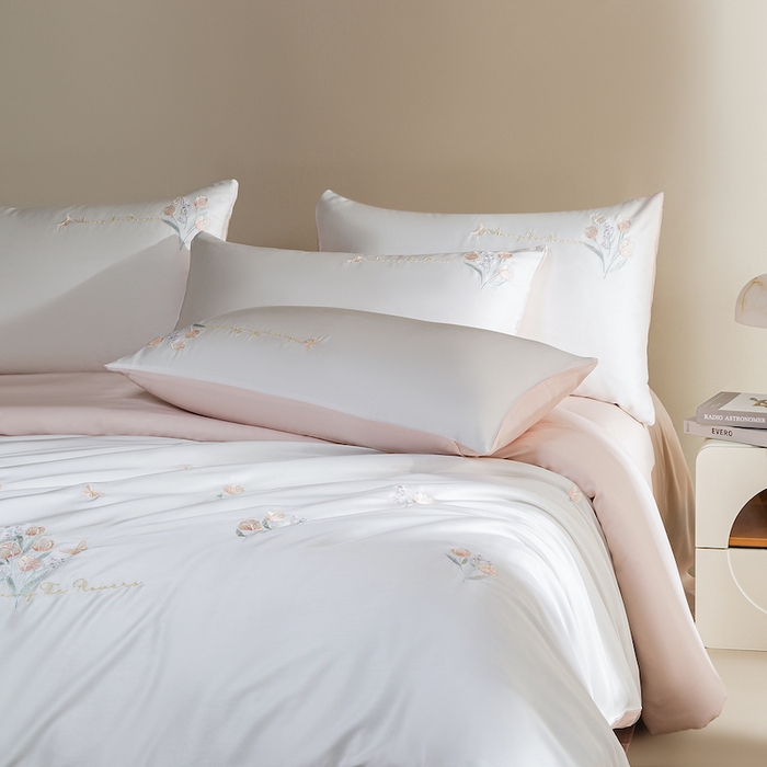 91家纺网 家纺一手货源 找家纺 （总）千朵森 2025新款60S奥地利兰精天丝四件套-春满郁金香