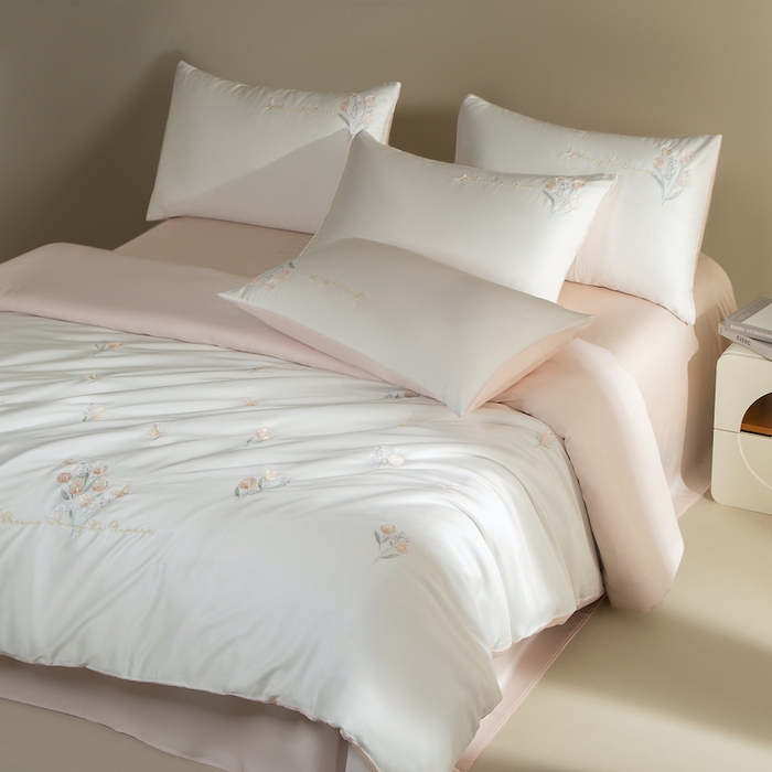 91家纺网 家纺一手货源 找家纺 （总）千朵森 2025新款60S奥地利兰精天丝四件套-春满郁金香