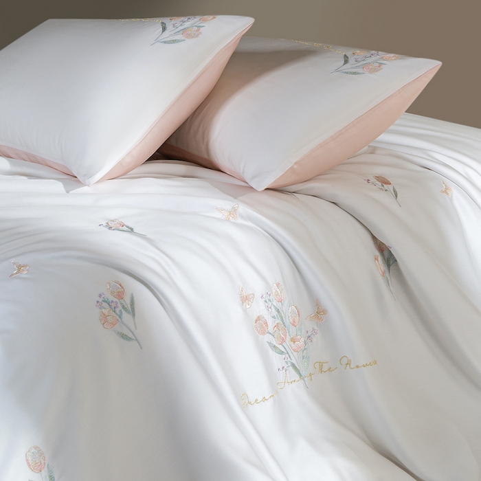 91家纺网 家纺一手货源 找家纺 （总）千朵森 2025新款60S奥地利兰精天丝四件套-春满郁金香