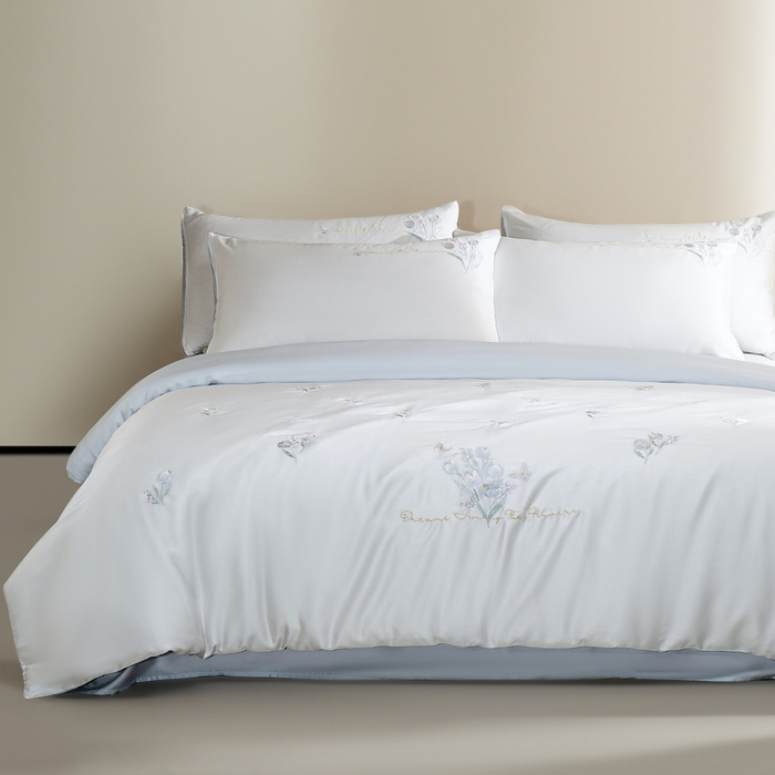 91家纺网 家纺一手货源 找家纺 （总）千朵森 2025新款60S奥地利兰精天丝四件套-春满郁金香