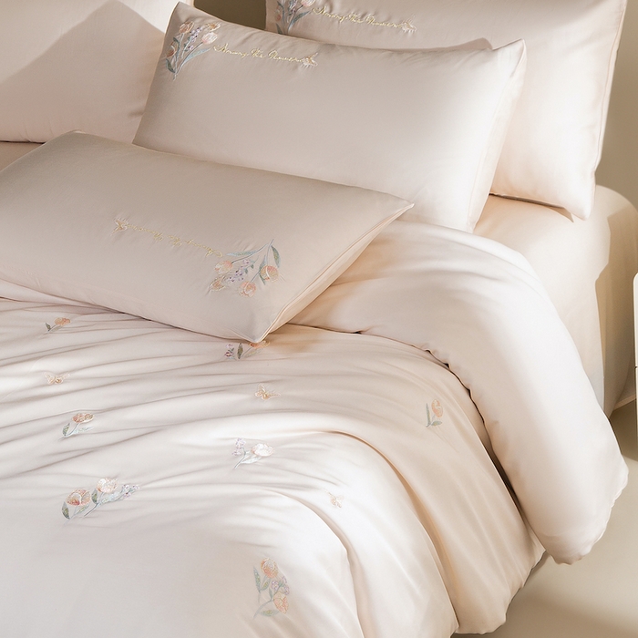 91家纺网 家纺一手货源 找家纺 千朵森 2025新款60S奥地利兰精天丝四件套-春满郁金香 郁金香金