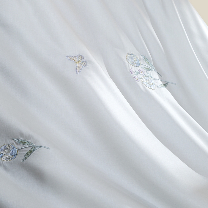 91家纺网 家纺一手货源 找家纺 千朵森 2025新款60S奥地利兰精天丝四件套-春满郁金香 郁金香蓝