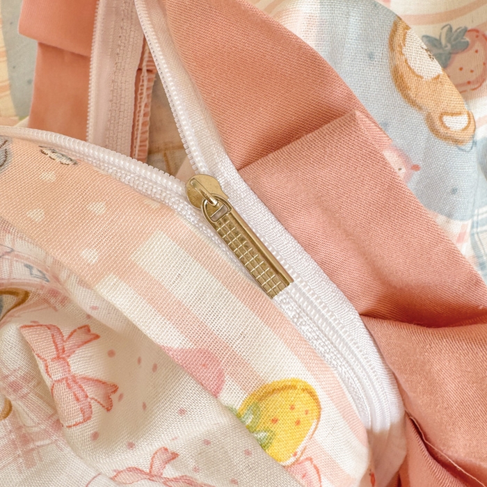 91家纺网 家纺一手货源 找家纺 呗旺鹿 2025新款双层纱韩式荷叶边款四件套 熊熊酱