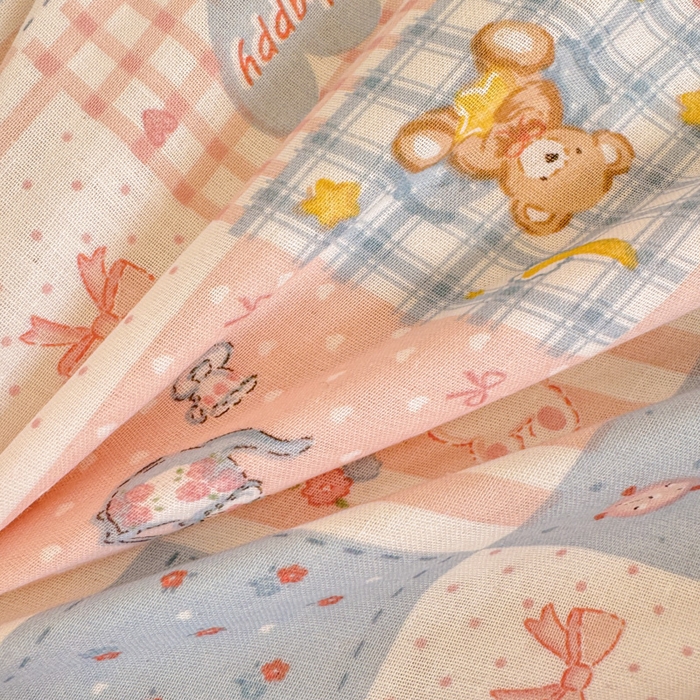 91家纺网 家纺一手货源 找家纺 呗旺鹿 2025新款双层纱韩式荷叶边款四件套 熊熊酱