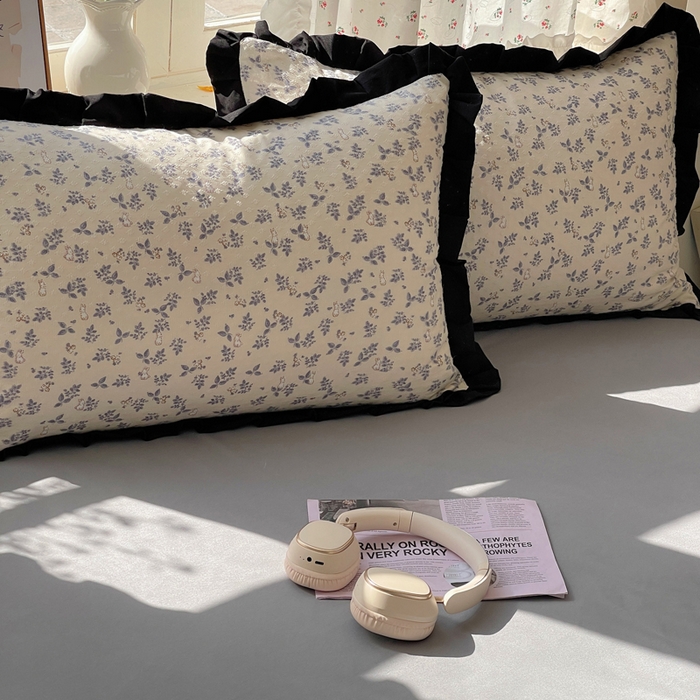 91家纺网 家纺一手货源 找家纺 红嘴企鹅 2025新款双层纱水洗棉赫本风四件套 赫本风-乖乖兔