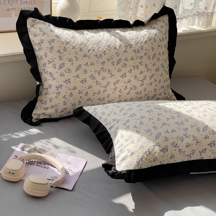 91家纺网 家纺一手货源 找家纺 红嘴企鹅 2025新款双层纱水洗棉赫本风四件套 赫本风-乖乖兔