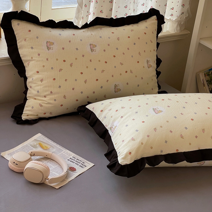 91家纺网 家纺一手货源 找家纺 红嘴企鹅 2025新款双层纱水洗棉赫本风四件套 赫本风-丛林生活