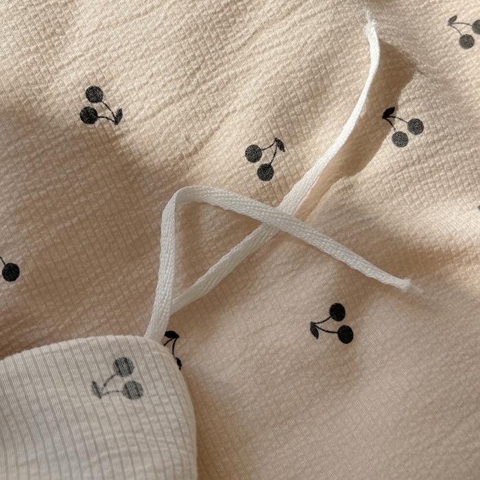 91家纺网 家纺一手货源 找家纺 红嘴企鹅 2025新款双层纱水洗棉赫本风四件套 赫本风-樱桃