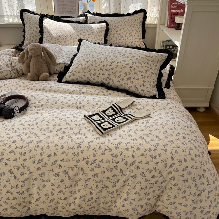 91家纺网 家纺一手货源 找家纺 红嘴企鹅 2025新款双层纱水洗棉赫本风四件套 赫本风-乖乖兔