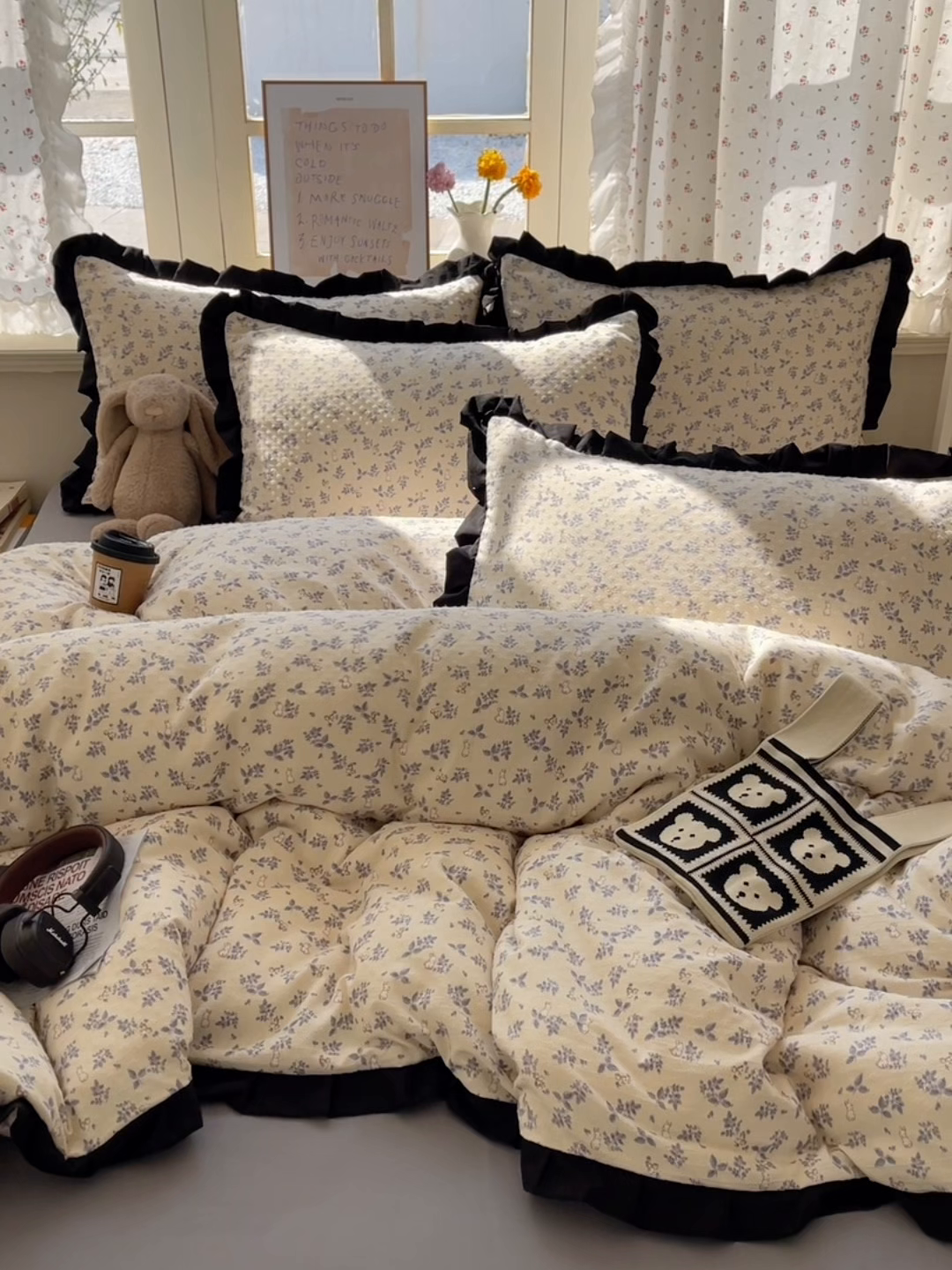 91家纺网 家纺一手货源 找家纺 红嘴企鹅 2025新款双层纱水洗棉赫本风四件套 赫本风-乖乖兔