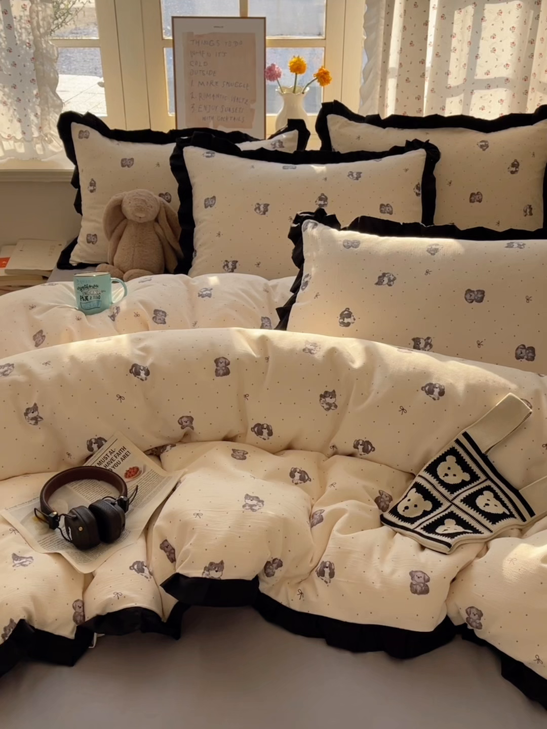 91家纺网 家纺一手货源 找家纺 红嘴企鹅 2025新款双层纱水洗棉赫本风四件套 赫本风-哈基米