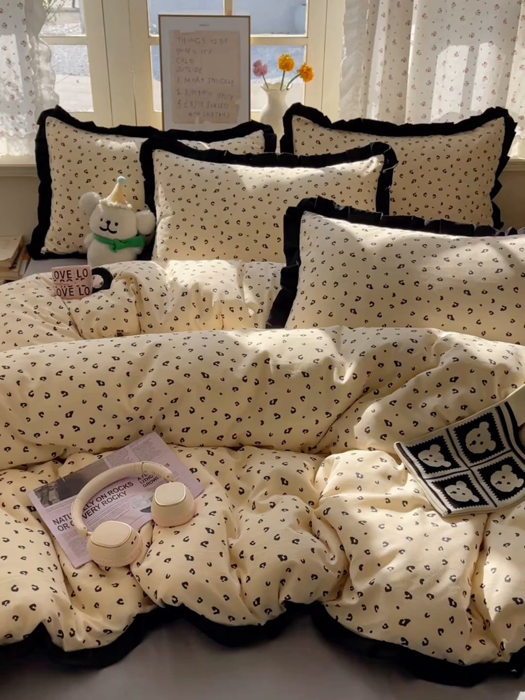 91家纺网 家纺一手货源 找家纺 红嘴企鹅 2025新款双层纱水洗棉赫本风四件套 赫本风-豹纹