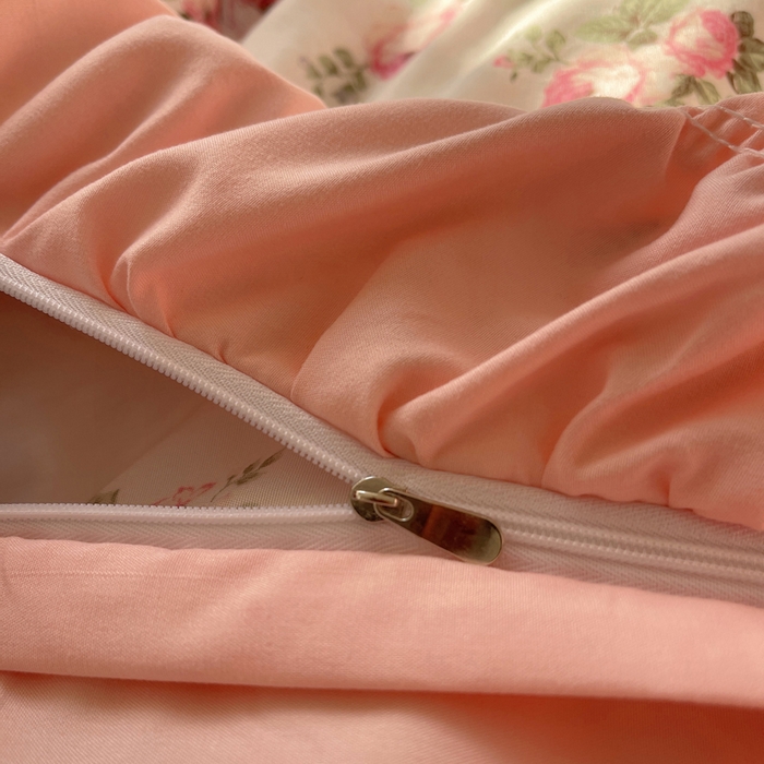 91家纺网 家纺一手货源 找家纺 红嘴企鹅 2025新款水洗棉公主风韩版双花边四件套 丽莎-双拼花边