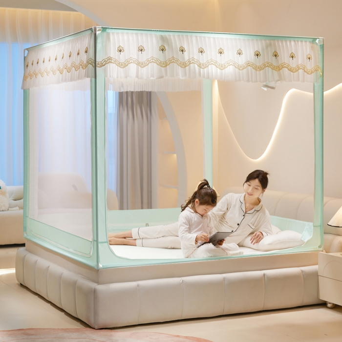 星际优品 2025新款拉链式坐床防摔蚊帐-银杏系列 银杏-萌芽绿