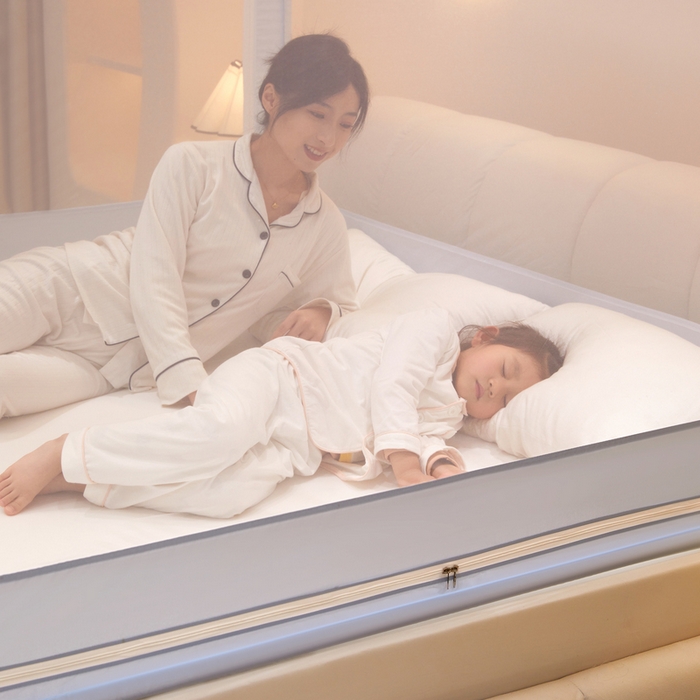 91家纺网 家纺一手货源 找家纺 星际优品 2025新款拉链式坐床防摔蚊帐-银杏系列 银杏-夏日灰蓝