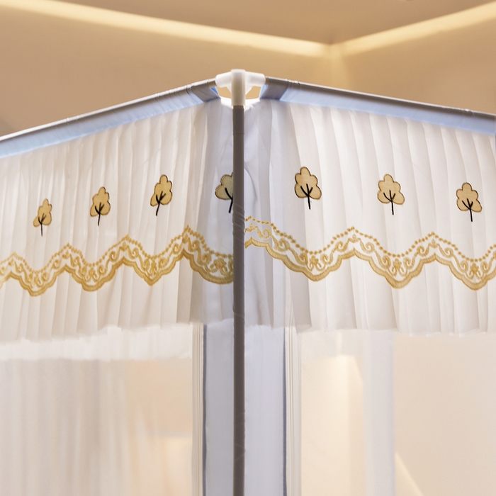 91家纺网 家纺一手货源 找家纺 星际优品 2025新款拉链式坐床防摔蚊帐-银杏系列 银杏-夏日灰蓝