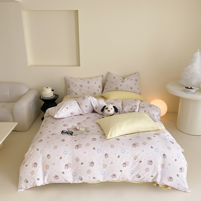 91家纺网 家纺一手货源 找家纺 （总）时光里 2025新款A类全棉双层纱套件第一波