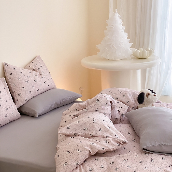 91家纺网 家纺一手货源 找家纺 （总）时光里 2025新款A类全棉双层纱套件第一波