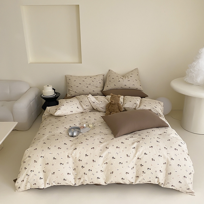 91家纺网 家纺一手货源 找家纺 时光里 2025新款A类全棉双层纱套件第一波 甜品屋-棕