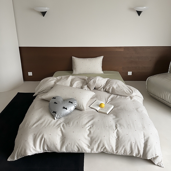 91家纺网 家纺一手货源 找家纺 时光里 2025新款A类全棉双层纱套件第一波 云栖-绿