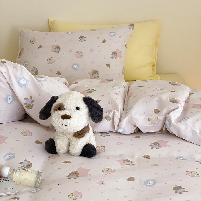 91家纺网 家纺一手货源 找家纺 时光里 2025新款A类全棉双层纱套件第一波 乐悠汪-粉