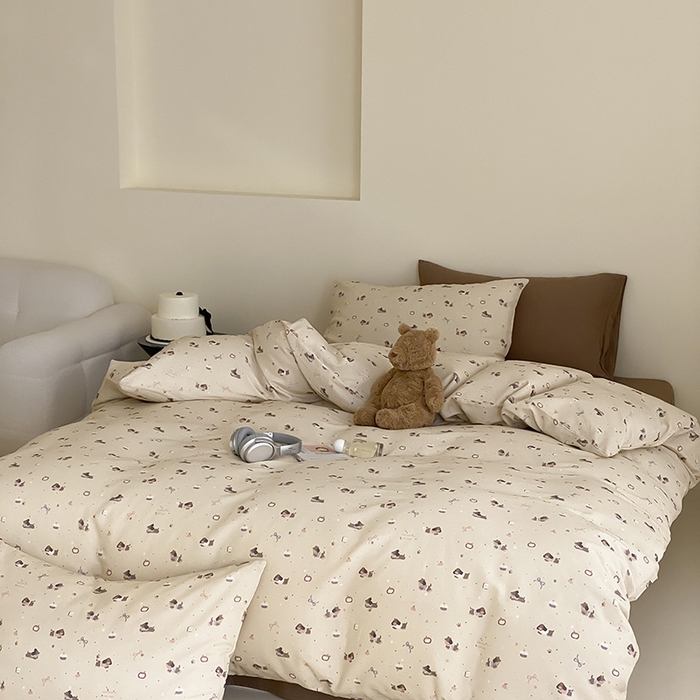 91家纺网 家纺一手货源 找家纺 时光里 2025新款A类全棉双层纱套件第一波 甜品屋-棕