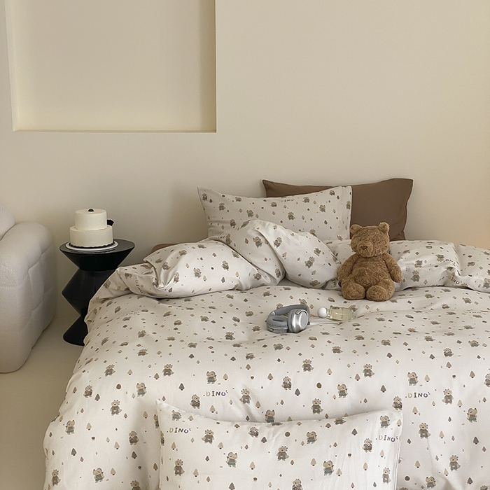 91家纺网 家纺一手货源 找家纺 时光里 2025新款A类全棉双层纱套件第一波 萌宠宝宝-棕