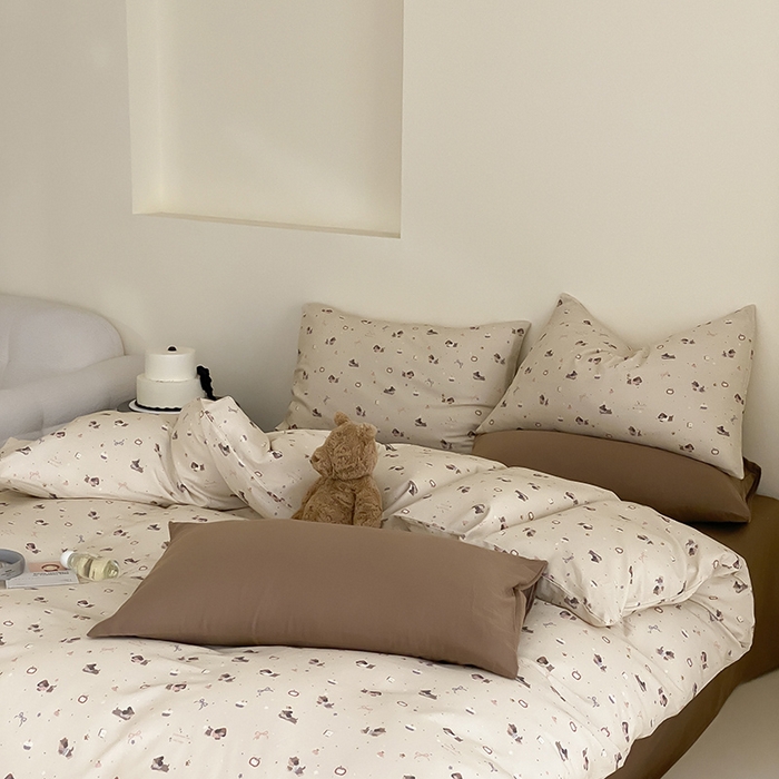 91家纺网 家纺一手货源 找家纺 时光里 2025新款A类全棉双层纱套件第一波 甜品屋-棕