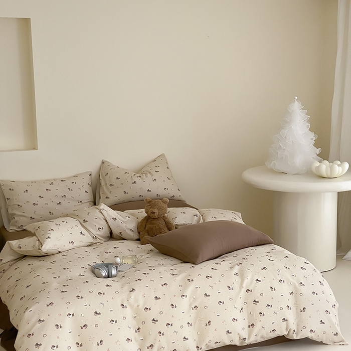 91家纺网 家纺一手货源 找家纺 时光里 2025新款A类全棉双层纱套件第一波 甜品屋-棕