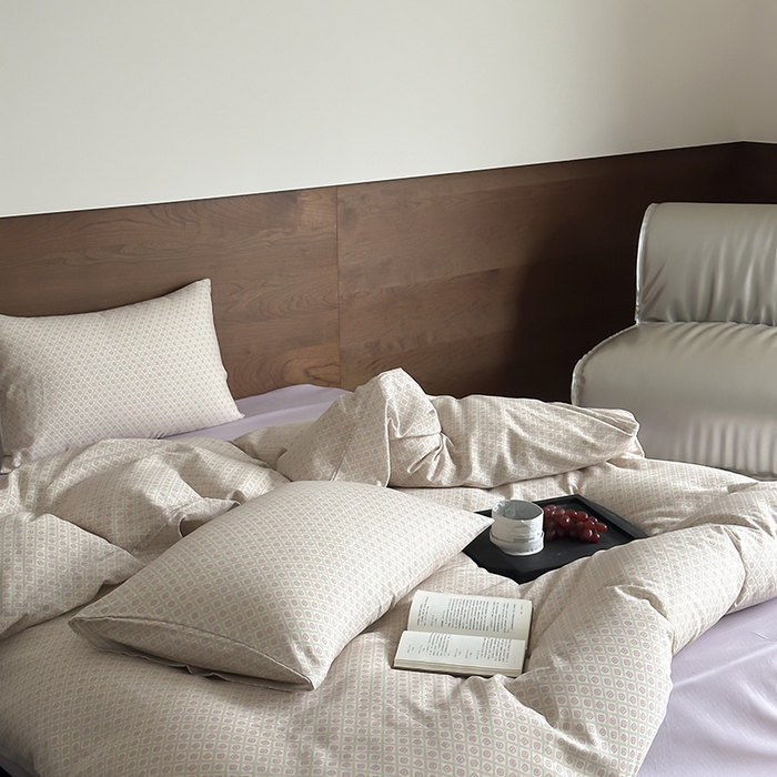 91家纺网 家纺一手货源 找家纺 时光里 2025新款A类全棉双层纱套件第一波 清茉-紫