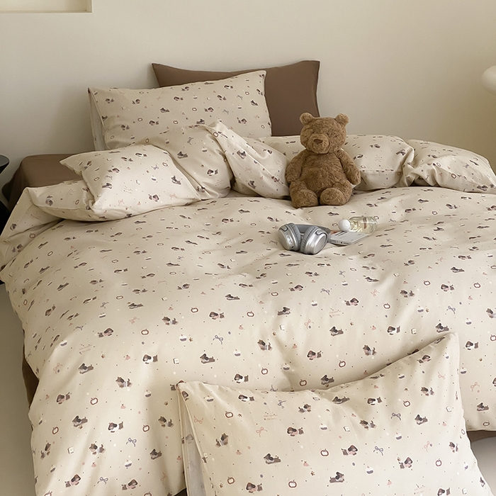 91家纺网 家纺一手货源 找家纺 时光里 2025新款A类全棉双层纱套件第一波 甜品屋-棕