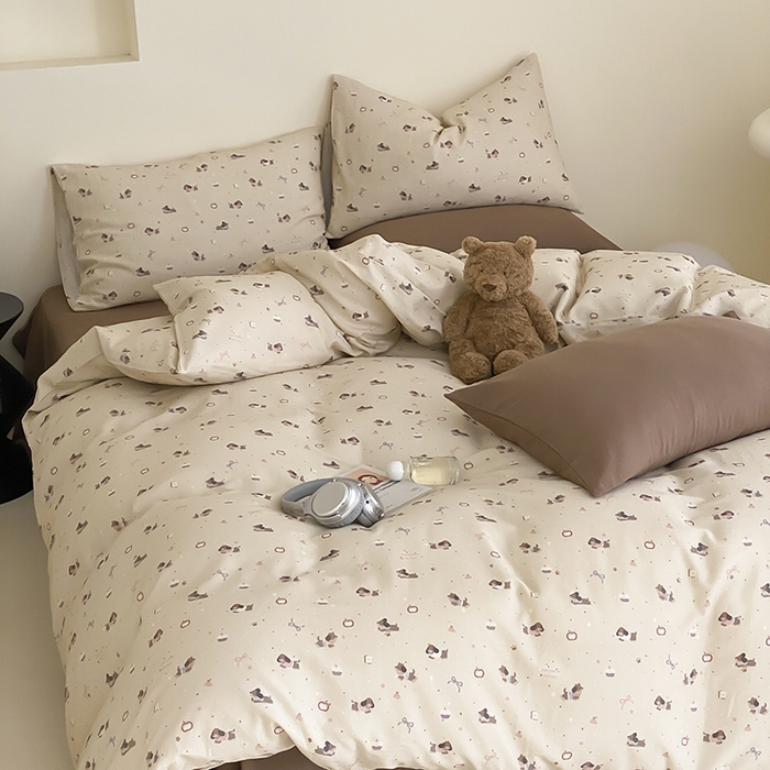 91家纺网 家纺一手货源 找家纺 时光里 2025新款A类全棉双层纱套件第一波 甜品屋-棕