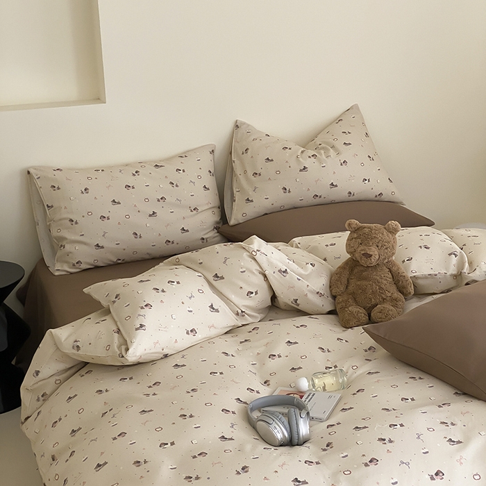 91家纺网 家纺一手货源 找家纺 时光里 2025新款A类全棉双层纱套件第一波 甜品屋-棕