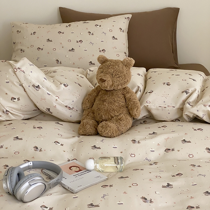 91家纺网 家纺一手货源 找家纺 时光里 2025新款A类全棉双层纱套件第一波 甜品屋-棕