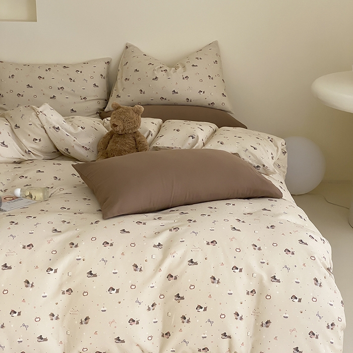 91家纺网 家纺一手货源 找家纺 时光里 2025新款A类全棉双层纱套件第一波 甜品屋-棕