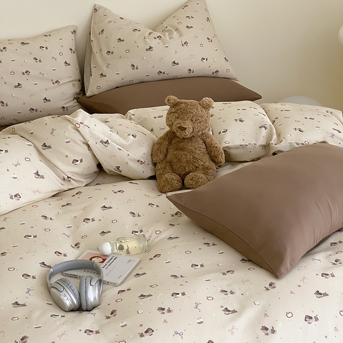 91家纺网 家纺一手货源 找家纺 时光里 2025新款A类全棉双层纱套件第一波 甜品屋-棕