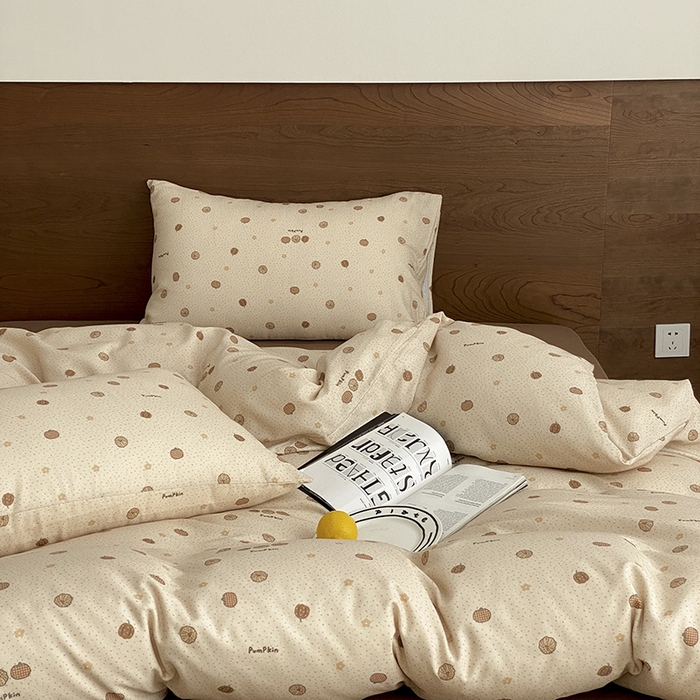 91家纺网 家纺一手货源 找家纺 时光里 2025新款A类全棉双层纱套件第一波 南瓜小贝