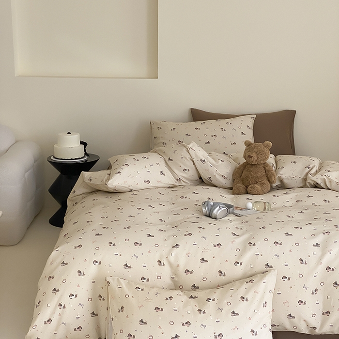 91家纺网 家纺一手货源 找家纺 时光里 2025新款A类全棉双层纱套件第一波 甜品屋-棕