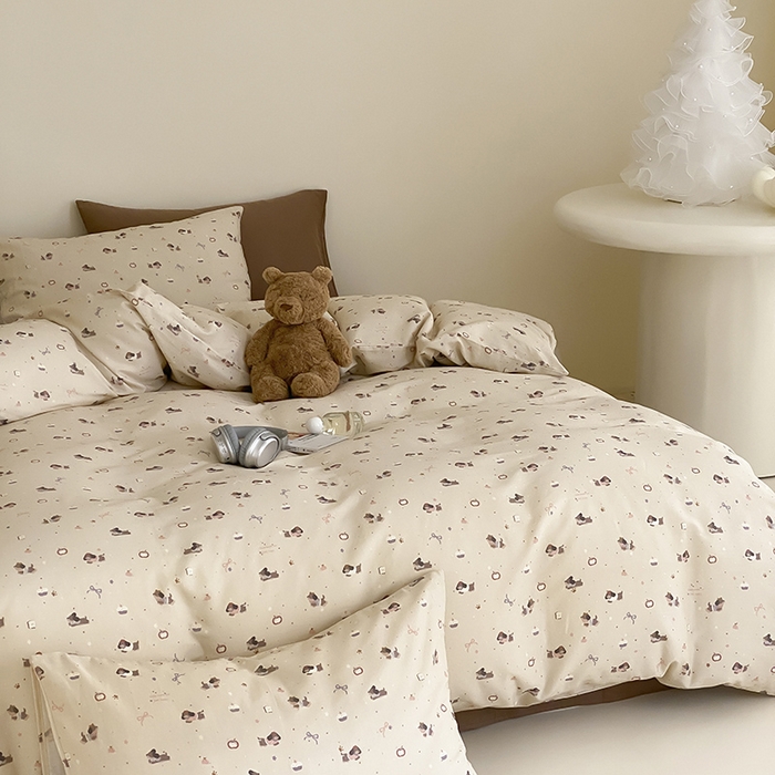 91家纺网 家纺一手货源 找家纺 时光里 2025新款A类全棉双层纱套件第一波 甜品屋-棕