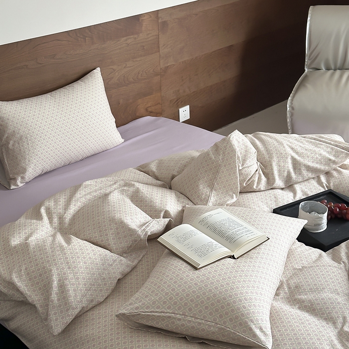 91家纺网 家纺一手货源 找家纺 时光里 2025新款A类全棉双层纱套件第一波 清茉-紫