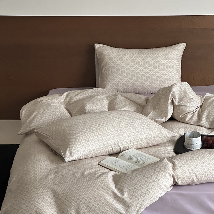 91家纺网 家纺一手货源 找家纺 时光里 2025新款A类全棉双层纱套件第一波 清茉-紫