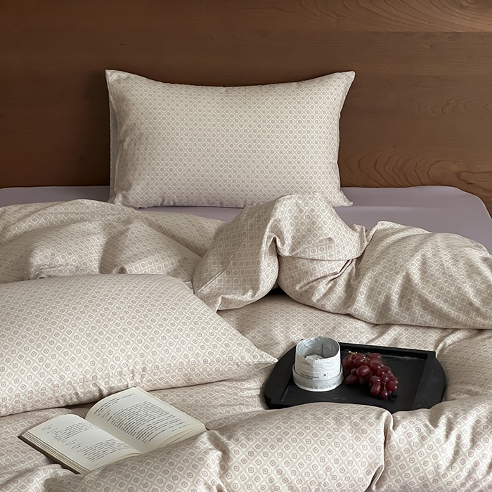 91家纺网 家纺一手货源 找家纺 时光里 2025新款A类全棉双层纱套件第一波 清茉-紫