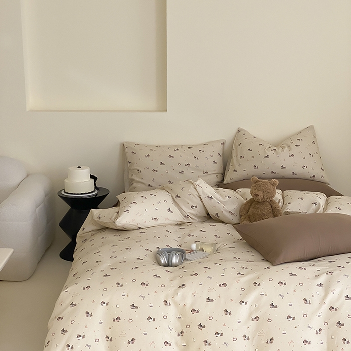 91家纺网 家纺一手货源 找家纺 时光里 2025新款A类全棉双层纱套件第一波 甜品屋-棕