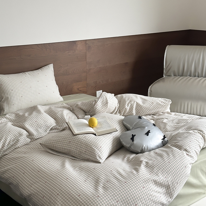 91家纺网 家纺一手货源 找家纺 时光里 2025新款A类全棉双层纱套件第一波 云栖-绿