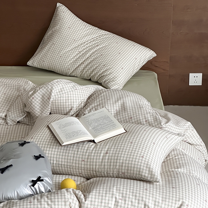 91家纺网 家纺一手货源 找家纺 时光里 2025新款A类全棉双层纱套件第一波 云栖-绿