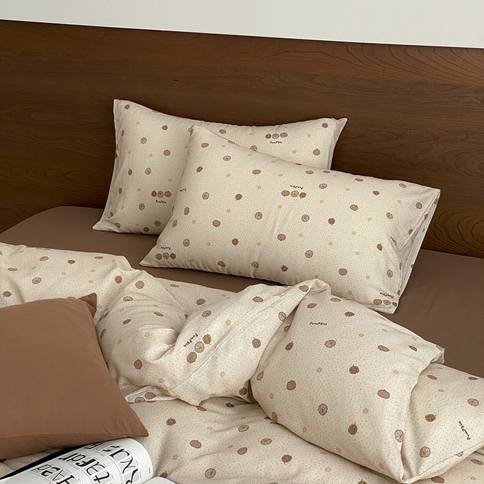 91家纺网 家纺一手货源 找家纺 时光里 2025新款A类全棉双层纱套件第一波 南瓜小贝