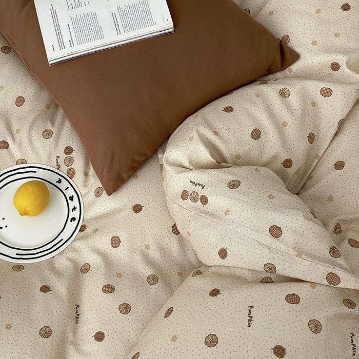 91家纺网 家纺一手货源 找家纺 时光里 2025新款A类全棉双层纱套件第一波 南瓜小贝