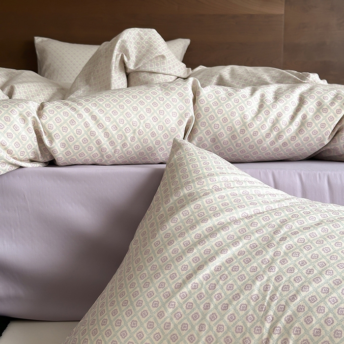 91家纺网 家纺一手货源 找家纺 时光里 2025新款A类全棉双层纱套件第一波 清茉-紫