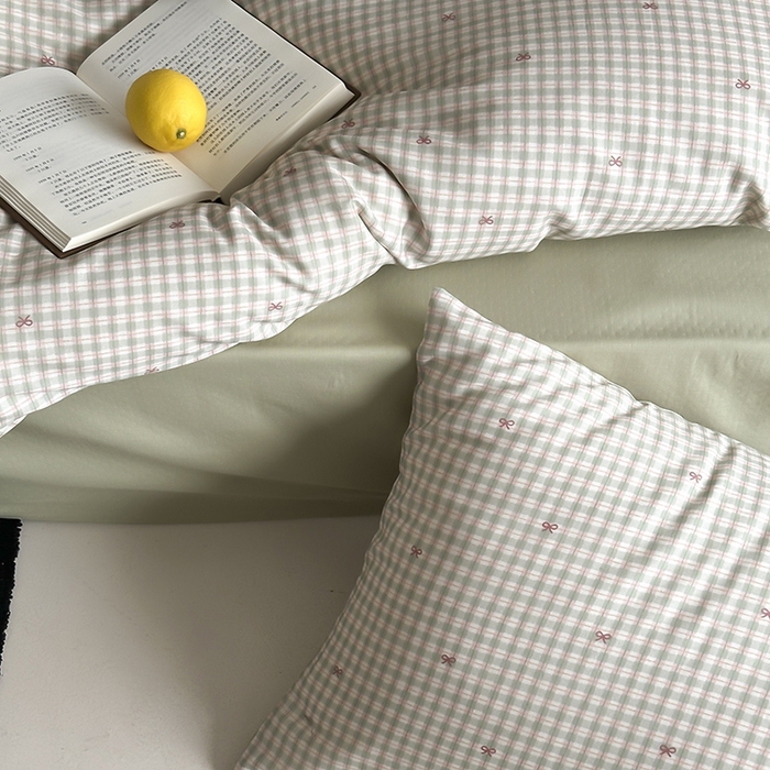 91家纺网 家纺一手货源 找家纺 时光里 2025新款A类全棉双层纱套件第一波 云栖-绿