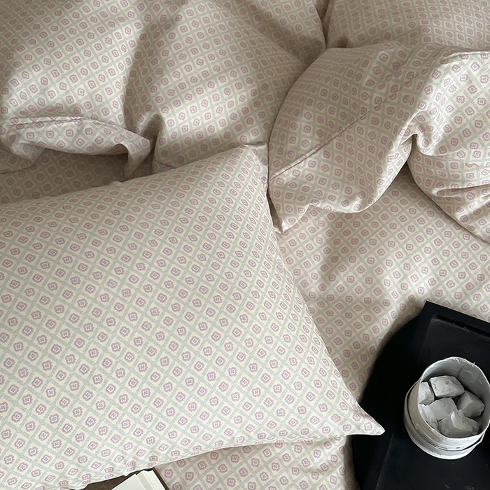 91家纺网 家纺一手货源 找家纺 时光里 2025新款A类全棉双层纱套件第一波 清茉-紫